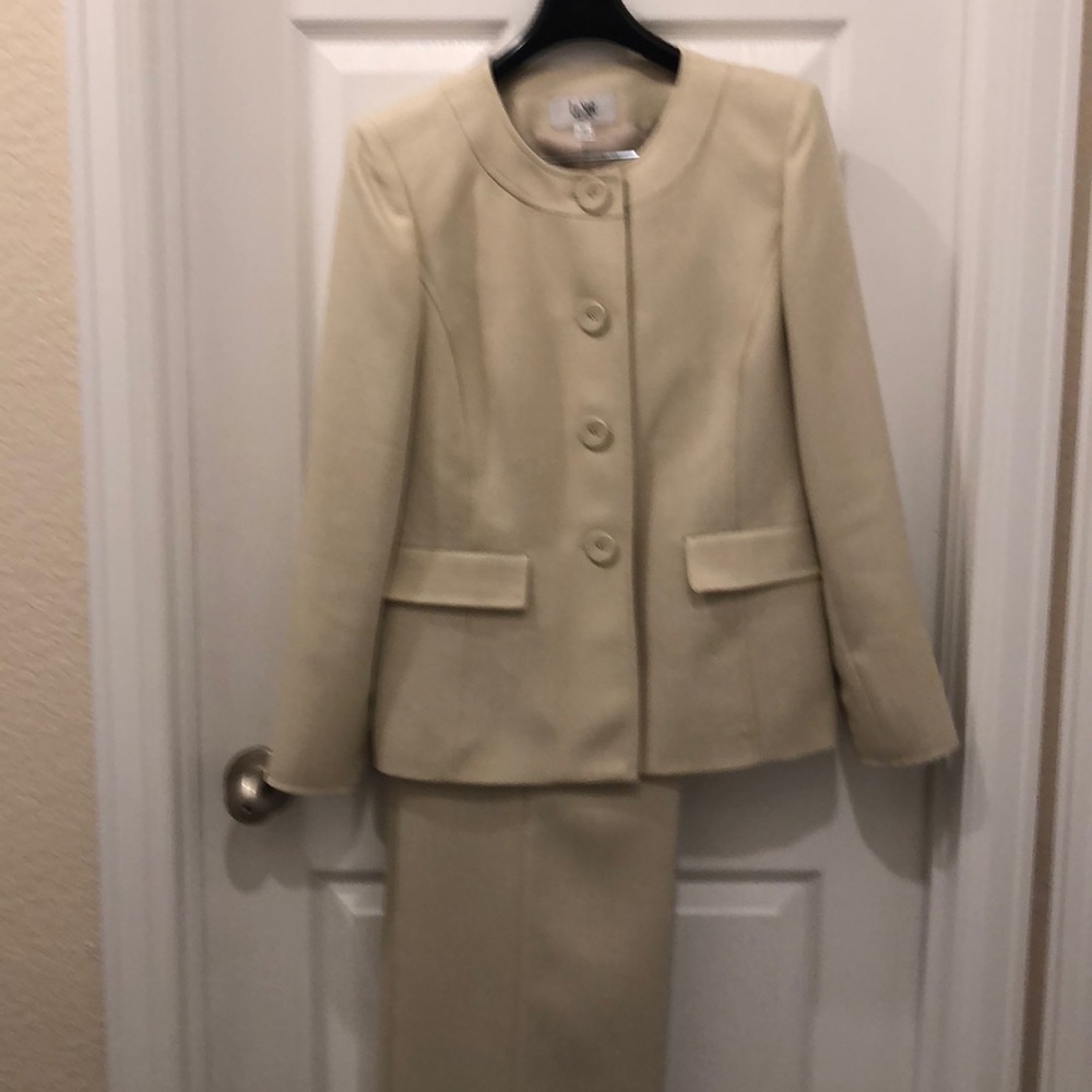 Tan pants suit